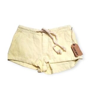 Harlow Yellow Linen Cotton Blend Shorts